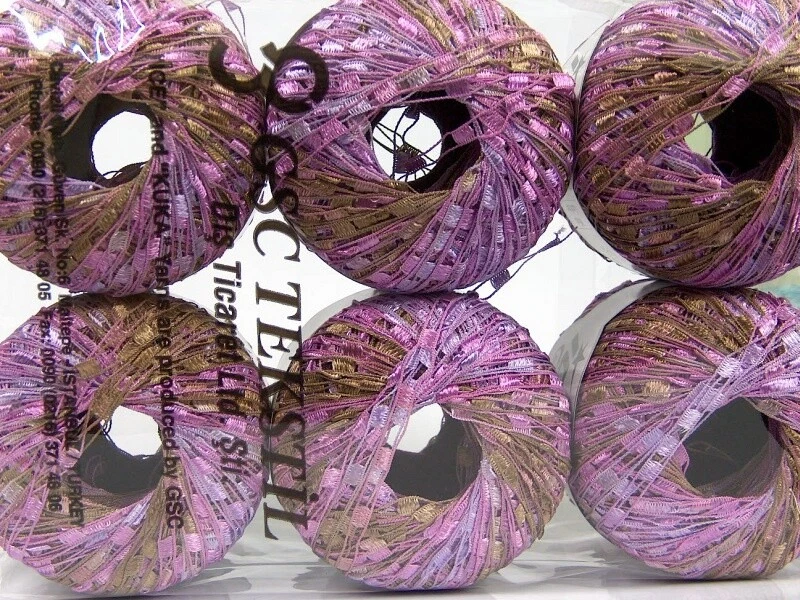 Лот 6 мотков мини лестница пряжа trellis полиэстер орхидея сиреневый верблюд - Изображение 4 из 4