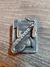 Saxophone Pin Musical Notes Themed Pinback w/ earring set ao