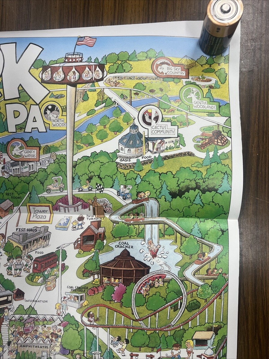 Vintage 1987 80th Year Hershey Park Map Poster Pennsylvania