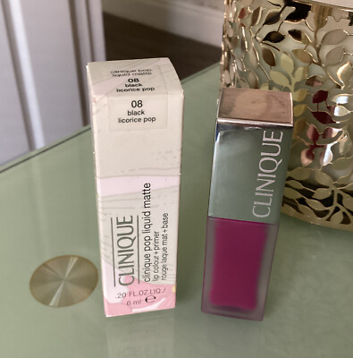 Clinique BLACK LICORICE Pop Liquid Matte 08 Purple Lip Color + Primer Chic Neu in OVP!
