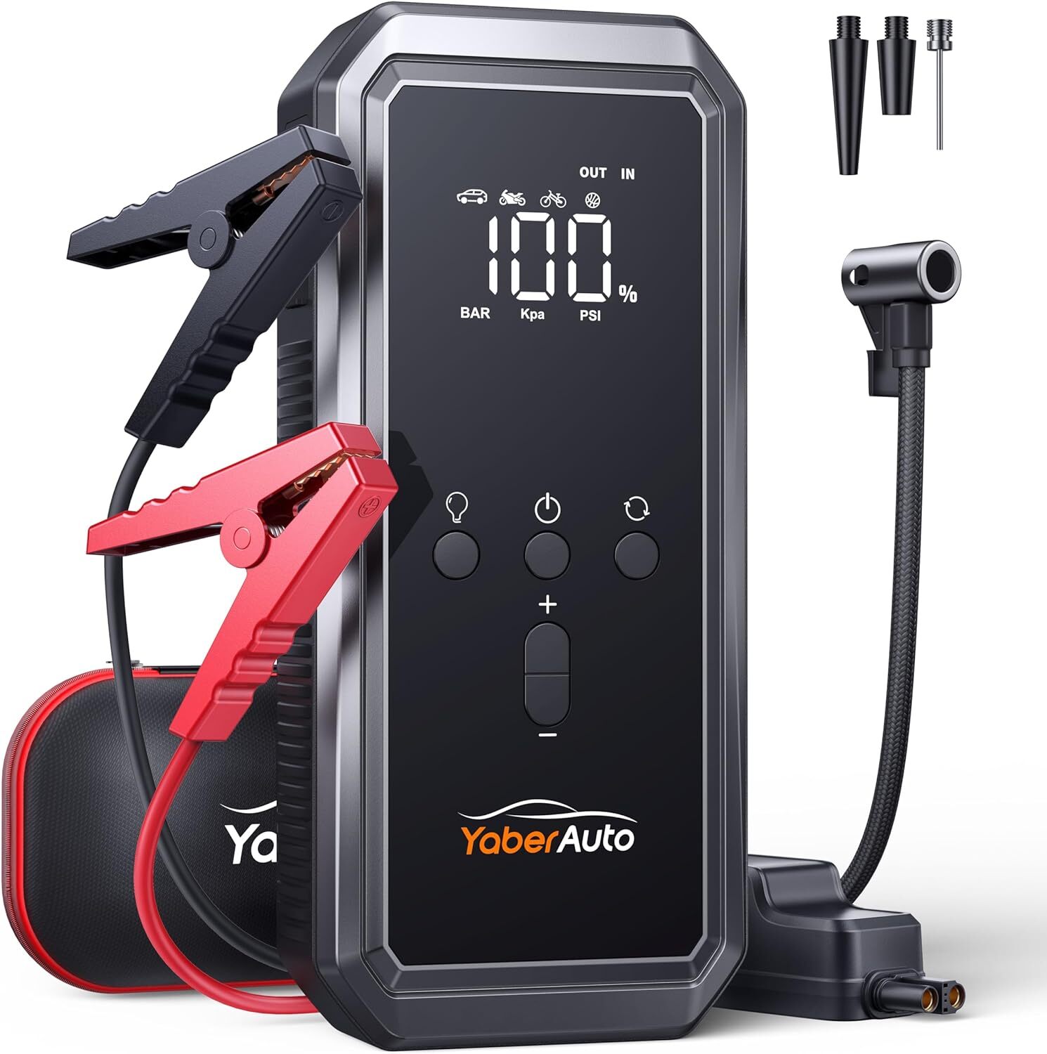 Portable Car Jump Starter with Air Compressor, YaberAuto 150PSI 3000A