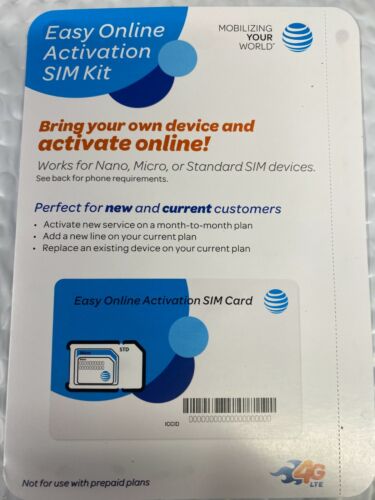 AT&T 5G Triple-Cut Sim Card Aktivierungskit für einfache Online-Aktivierung! sku 6933a - Bild 1 von 4