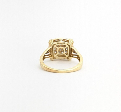 10K Yellow Gold Approx 1ctw Diamond Cluster Cocktail Beaded Shaft Ring N194 - Picture 8 of 13