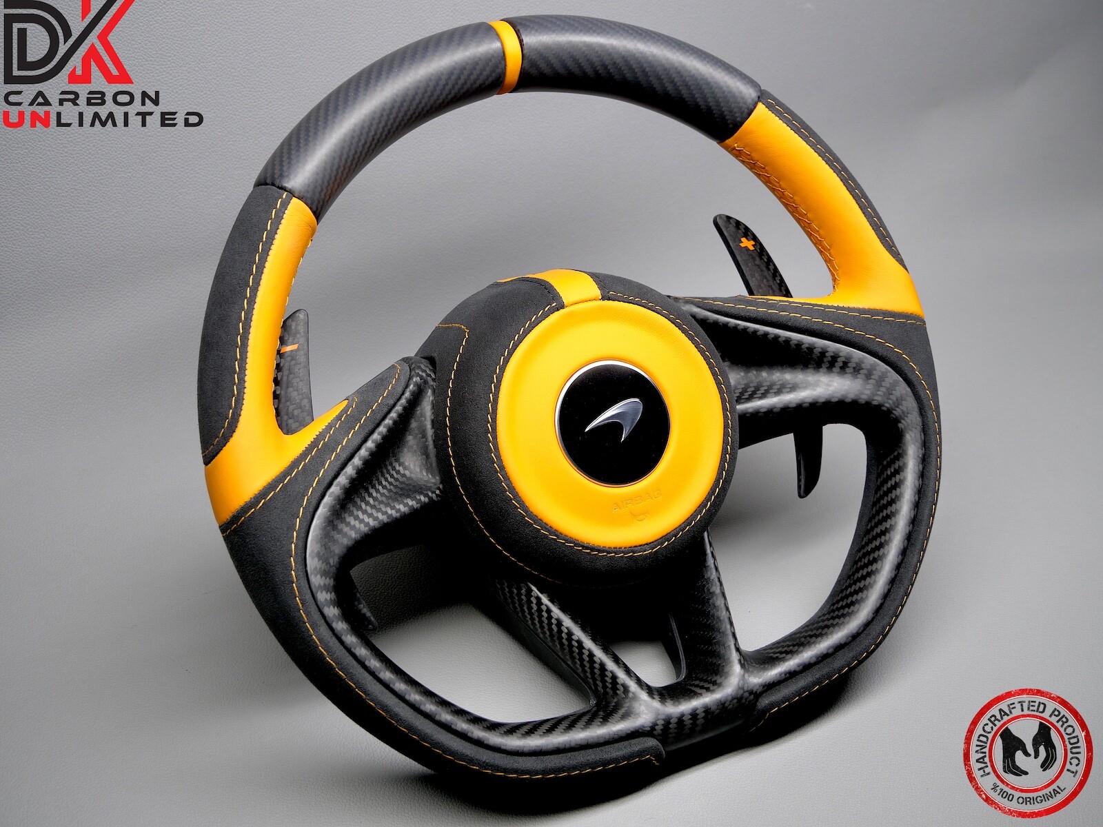 McLaren GT 720S 750S 765LT Spider Orange Alcantara Matte Carbon Steering Wheel