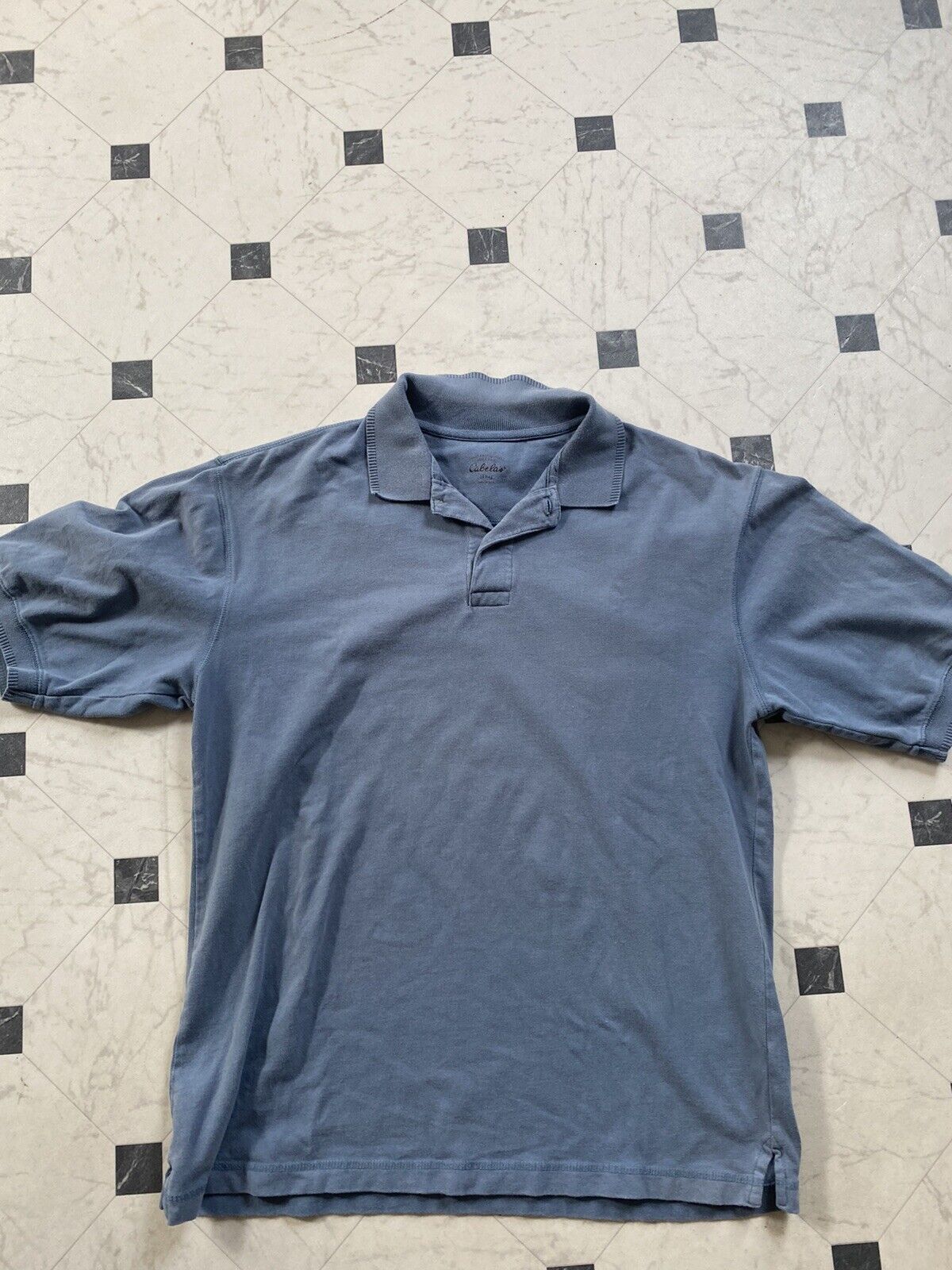 Cabela’s Polo Shirt Adult Medium Blue Regular Short Sleeve Cotton Casual Mens **