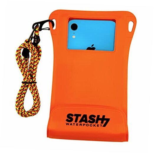 IPX8 Waterproof Phone Pouch with Long Lanyard, Adventure Grade, Orange