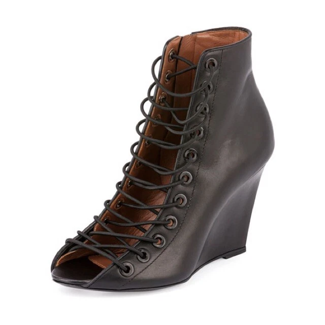 Givenchy leather top wedge boots