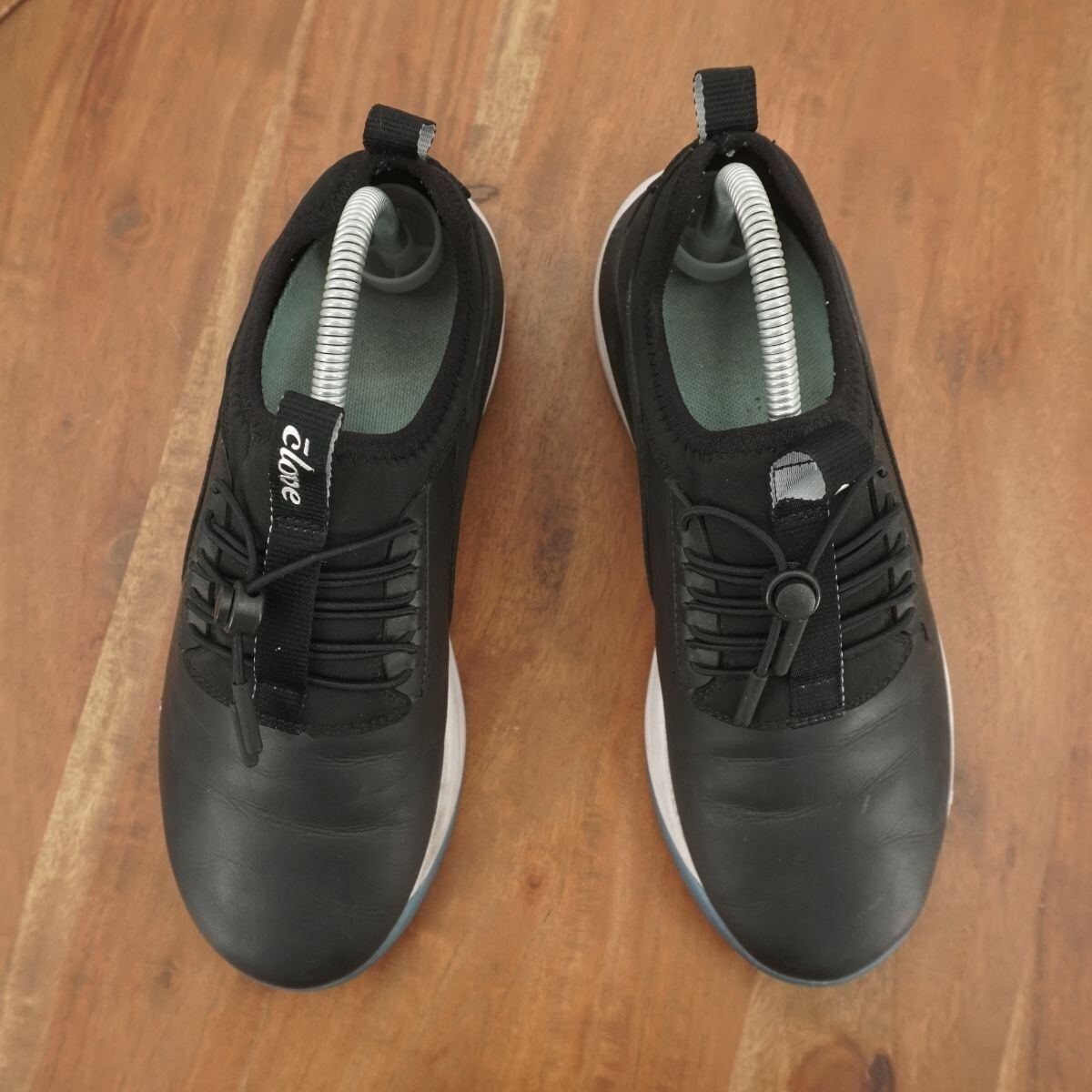 Clove Nursing Shoes Sneakers Black Faux Leather Lace Up Sz 8.5 Womens