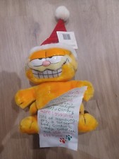 1981 Dakin Garfield Vintage Christmas Wish List 9 with Santa Hat Plush Read