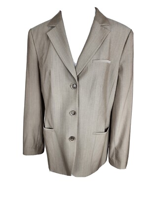 Style Co Wms Sz 16 Biege Striped Poly Rayon Spandex Suit Separate jacket S31 
