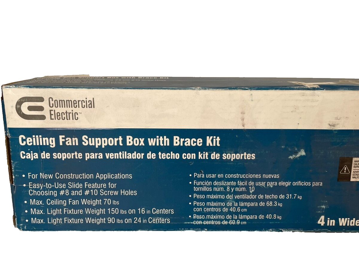 COMMERCIAL ELECTRIC 398995 Ceiling Fan Support Box w/ Brace Kit *NIB* | eBay