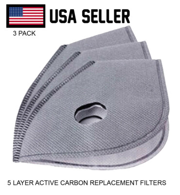 Active Carbon 6 Layer Protective Mask Filters 3 Pack of replaceable filters