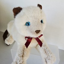 Vintage 70s Dakin Plush Siamese Cat Kitten Crouched Sealpoint Blue Eyes 13"