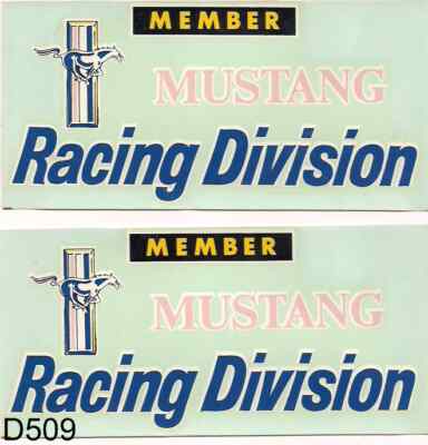 Mustang Racing Division vintage 60's water slide decals  2pc