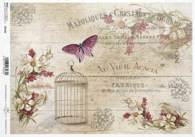 Reispapier-Motiv Strohseide-Decoupage-Serviettentechnik-Vintage-French-R1186