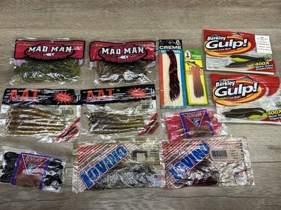 Huge Lot Of Soft Plastic Lures Bait Mad Man Renegade Berkley Gulp AAT Creme