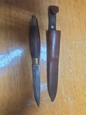 VTG Erik Frost Mora Sweden Puukko Hunting Knife Wood Handle Brass Pommel Wsheath