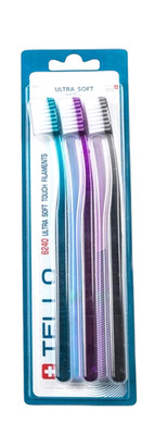 Tello Zahnbürste - Ultra Soft 3er Set extra weiche Borsten Handzahnbürste Set