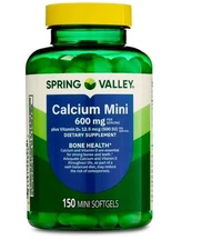 Spring Valley Calcium Plus Vitamin D3 Supplement 150 Mini Softgels