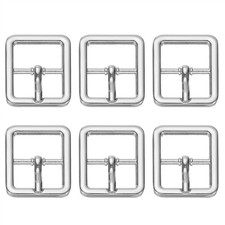 6 Pcs 0.8 Inch Single Prong Buckle Square Center Bar Buckle, Silver Tone