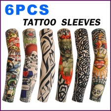 6 PCS Tattoo Sleeve for Men Women Anti-Sunburn Sleeve Elastic Outdoor Nightclub
