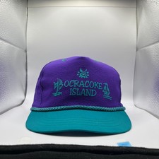 Unbranded Snapback Hat Youth OSFM Purple Teal Ocracoke Island Vintage Nylon Rope
