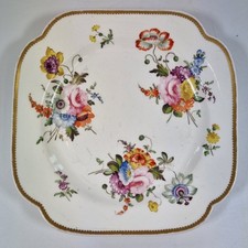 Antiker quadratischer Teller Spode aus dem 19. Jahrhundert bemalt mit Blumen 21,5 cm #2