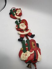 Vintage Wooden Santa HoHoHo Hanging Decor 22 Long