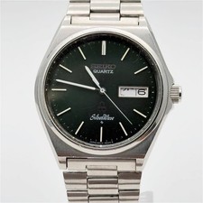 SEIKO Working Quartz Stainless Steel Green Di...