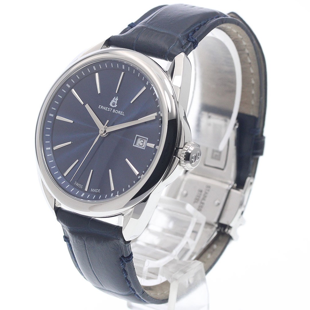 Ernest Borel Eternity Men's Automatic Watch Navy Dial Leather Stainless Used Fro image 3