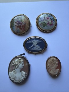 LOT DE CAMÉE COQUILLAGE ET CAMÉE PORCELAINE DE LIMOGES@ BIJOUX ANCIENS