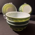 Lot of 5!  VINTAGE Fire King Green and Yellow Kimberly Cereal Bowl.