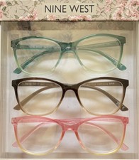 3 Adult Nine West Quality Readers Reading Glasses Green/Brown/Pink