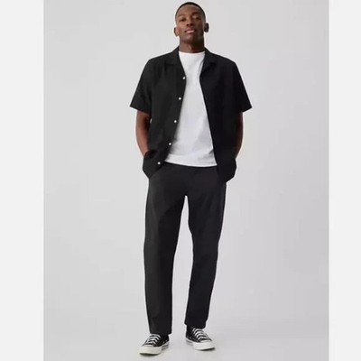 GAP GapFlex Easy Essential Pants Black Size Small Elastic Tie Waist RT$60 NWT
