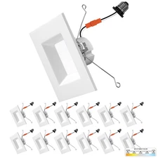 12 Pack, 6 Inch Retrofit Square Recessed Lighting, 5CCT 2700K/3000K/3500K/400...