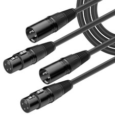 XLR Mic Cable 6ft 2-Pack 3-Pin Male-Female OFC Stage Studio US