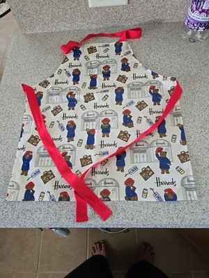 Harrods Childs Apron Bear London 100% Cotton Coated PVC Made In United Kingdom