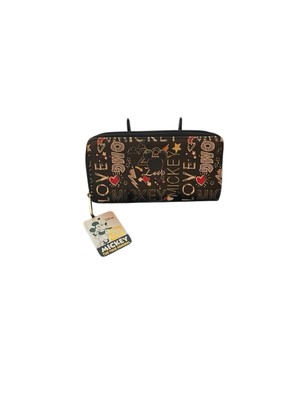 Mickey Mouse Wallet Zip Around Black AOP 7 X 4 Inches Bifold Change Zip Card