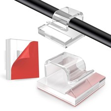 Clips adhesivos para cables, soportes transparentes, organizador de cables