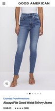 New Good American Always Fits Good Legs Skinny Jeans Size 14-18 4 Way Stretch