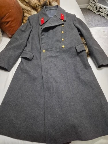Soviet USSR Officer Parade Greatcoat Gray Wool Red Collar Tabs Gold Star Buttons - product listing photo