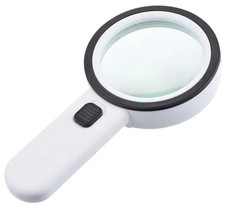 30X Jumbo Handheld Magnifying Glass w/ 12 Bright LED Light Illuminated Magnifier