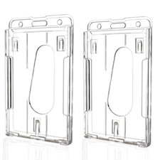 2 Pack Hard Plastic Badge Holders Heavy Duty Clear ID Credit Card Protector...