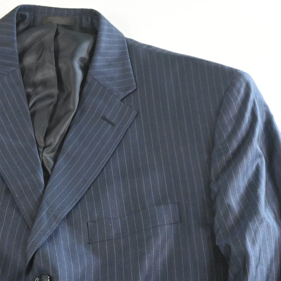 Jones New York 44R 36x32 Azul Marino Rayas Lana Hombres Chaqueta Pantalones Traje Foto 3 de 4