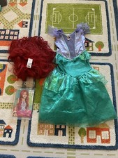 Authentic Disney Store Ariel Little Mermaid Costume Dress size Girls 6 with wig