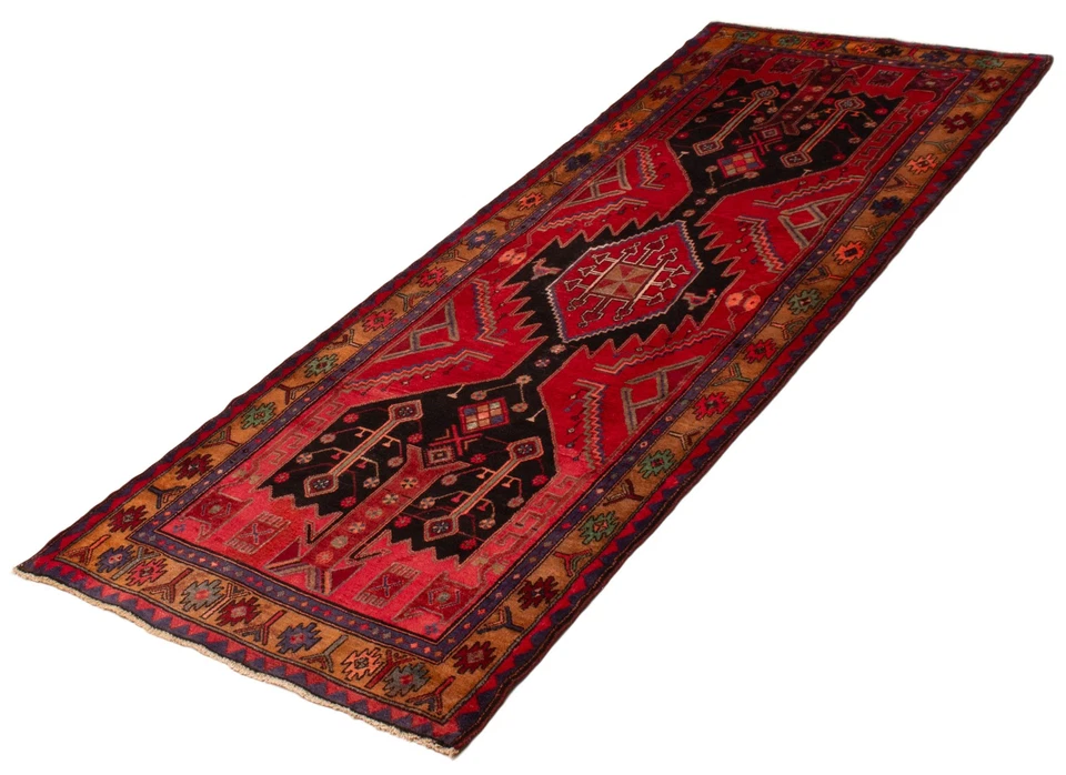 Alfombra de corredor vintage anudada a mano alfombra de lana oriental tradicional de 3'6" x 9'0" Foto 4 de 4