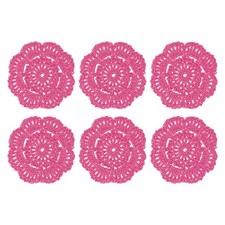 6Pcs Crochet Handmade Doilies 4" Placemats Lace Coasters Rose Red