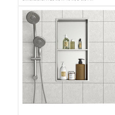 Stainless Steel Brushed Nickel Wall Mounted Shower Shelf, 2 Shelves 25x13"