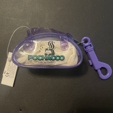 Vintage 1998 Sanrio Pochacco Purple Plastic Zipper Pouch with Clip