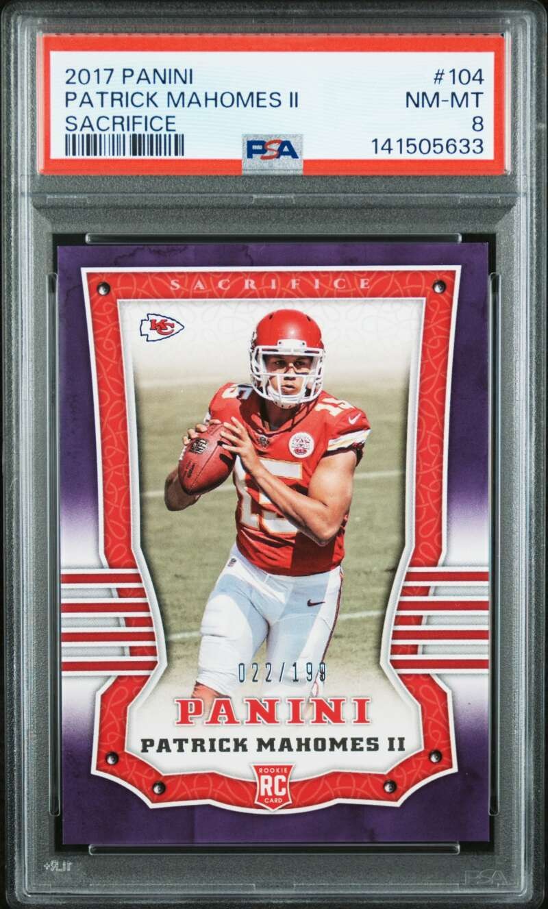 2017 Panini Patrick Mahomes II #104 Rookie Sacrifice /199 PSA 8 WB1981